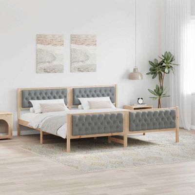 vidaXL Rám postele Svetlosivá 200 x 200 cm Masívne borovicové drevo