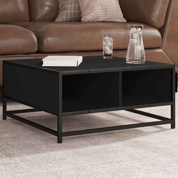 vidaXL Konferenčný stolík čierny 60,5x60,5x30cm kompozitné drevo a kov