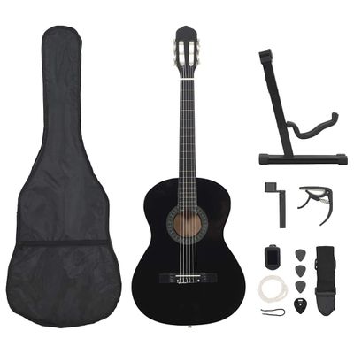 vidaXL 12-dielna klasická gitarová sada pre začiatočníkov čierna 4/4 39"