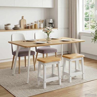 vidaXL Barová stolička EKAI 2 ks Biela 40 x 29 x 45,5 cm