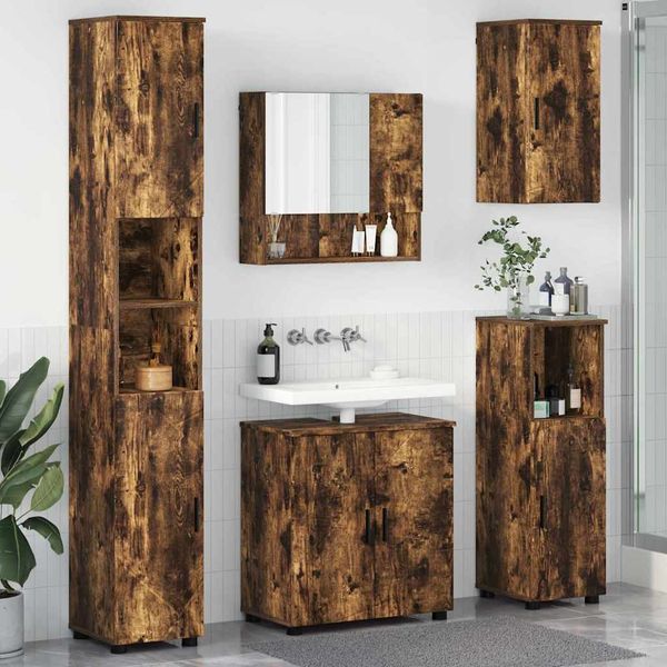 vidaXL Sada kúpeľňového nábytku 5 ks Dymová dub 61 x 35 x 64 cm