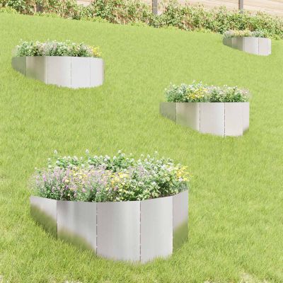 vidaXL Obrubník trávnika 4 ks 100 x 45 cm Oceľ Strieborná