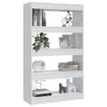 vidaXL Knižnica/deliaca stena, lesklá biela 80x30x135 cm
