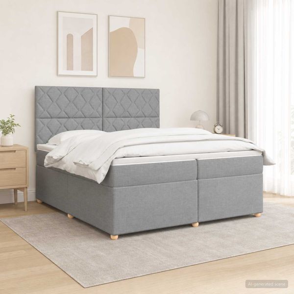 vidaXL Posteľ boxspring s matracom Svetlosivá 200 x 200 cm Látka