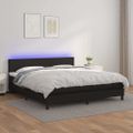 vidaXL Boxspring posteľ s matracom a LED čierna 160x200 cm umelá koža
