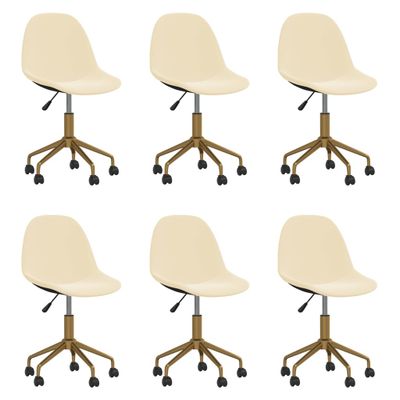 3086104 vidaXL Swivel Dining Chairs 6 pcs Cream Velvet(3x333494)