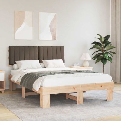 vidaXL Rám postele s čalúneným čelom Sivohnedá 140 x 190 cm