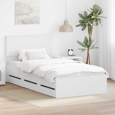 vidaXL Rám postele so zásuvkou Biela 100 x 200 cm Inžinierske drevo