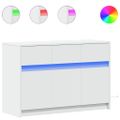 vidaXL TV stolík s LED biely 91x34x61 cm kompozitné drevo