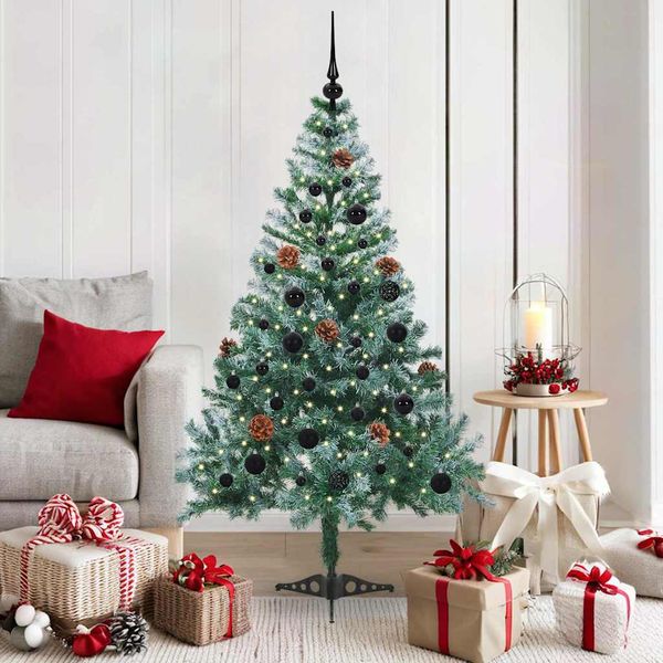 vidaXL Umelý vianočný stromček s 150 LED-i Zelená 150 cm PVC a oceľ