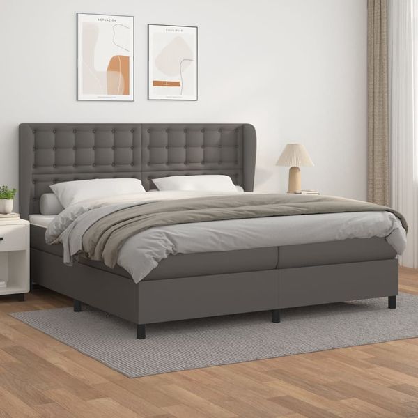 vidaXL Boxspring posteľ s matracom sivá 200x200 cm umelá koža