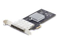 Startech 4-Port GbE SFP Network Card, PCIe 2.0 x2, Intel I350-AM4 4x 1GbE Controller, 1000BASE Copper/Fiber Optic, Quad-Port Gigabit Ethernet NIC, Desktop/Server Backplanes - Windows and Linux Compatible (P041GI-NETWORK-CARD) - Sieťový adaptér - PCIe 2.0 x2 - Gigabit SFP x 4 - čierna