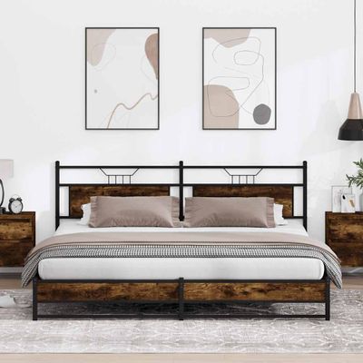 vidaXL Kovový posteľný rám bez matraca dymový dub 200x200 cm