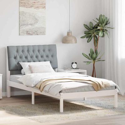 vidaXL Rám postele s čalúneným čelom Biela 100 x 200 cm