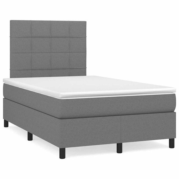 vidaXL Boxspring posteľ s matracom a LED, tmavosivá 120x190 cm, látka