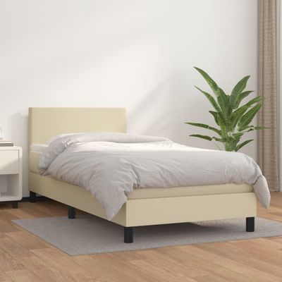 vidaXL Boxspring posteľ s matracom krémová 100x200 cm umelá koža