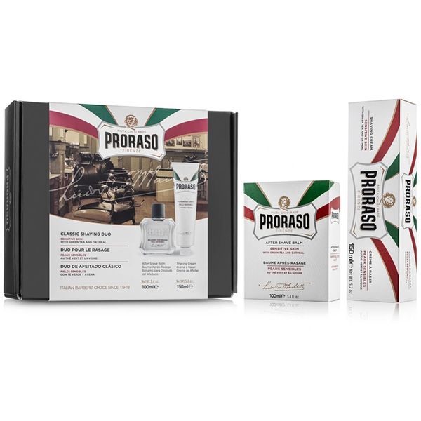 Darčeková sada krému na holenie a balzamu po holení PRORASO Green Tea