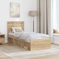 vidaXL Rám postele Sonoma dub 75 x 190 cm Masívne borovicové drevo