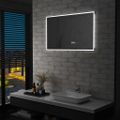 vidaXL Kúpeľňové LED zrkadlo, dotykový snímač+zobrazenie času 100x60cm