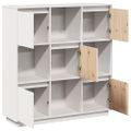 vidaXL Vysoká skrinka biela 110,5x35x117 cm masívna borovica