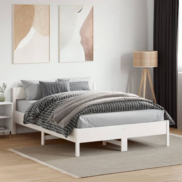 vidaXL Posteľ bez matraca biela 140x190 cm masívna borovica