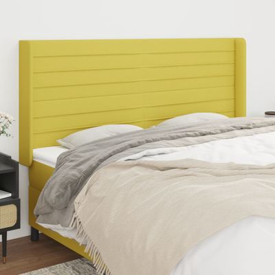 vidaXL Čelo postele so záhybmi zelený 203x16x118/128 cm látka