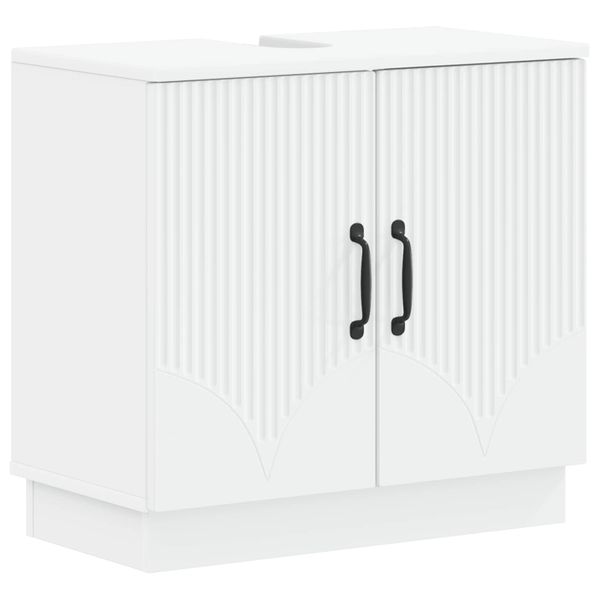 vidaXL Kúpeľňová skrinka pod umývadlo HOORN Biela 59,5 x 31,5 x 56 cm