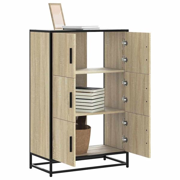 vidaXL Vysoká skrinka dub sonoma 68x35x106,5 cm kompozitné drevo+kov