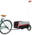vidaXL Vozík za bicykel, čierno červený 30 kg, železo