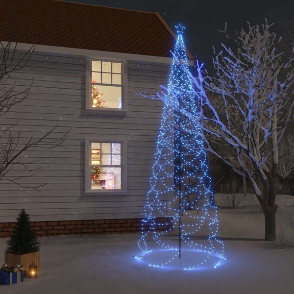 vidaXL Vianočný stromček s kovovým stĺpikom 1400 LED, modrý 5 m