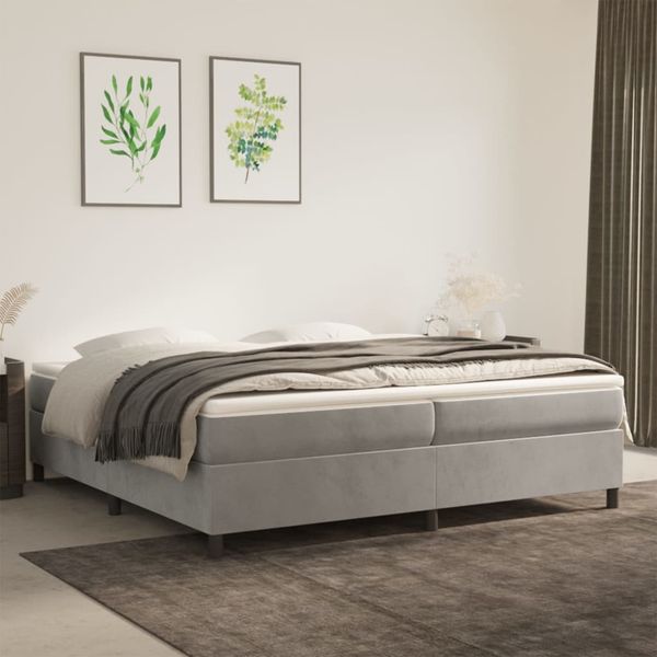 vidaXL Posteľný rám s boxspringom bledosivá 200x200 cm zamat