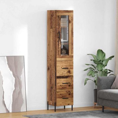 vidaXL Highboard Staré drevo 34,5 x 34 x 180 cm Kompozitné drevo