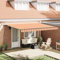 vidaXL Sklopná markíza Žltá a oranžová 450 × 350 cm Polyester
