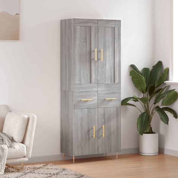 vidaXL Vysoká skrinka sivý dub sonoma 69,5x34x180 cm spracované drevo