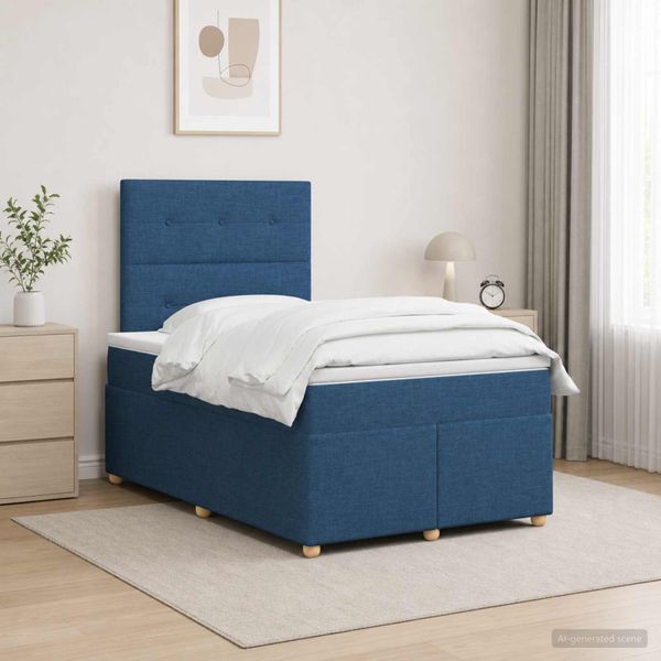 vidaXL Posteľ boxspring s matracom Modrá 120 x 190 cm Látka