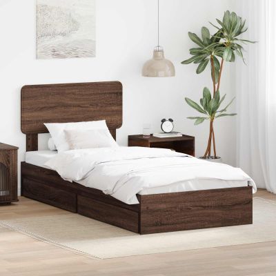 vidaXL Úložná posteľ Hnedý dub 75 x 190 cm Kompozitné drevo