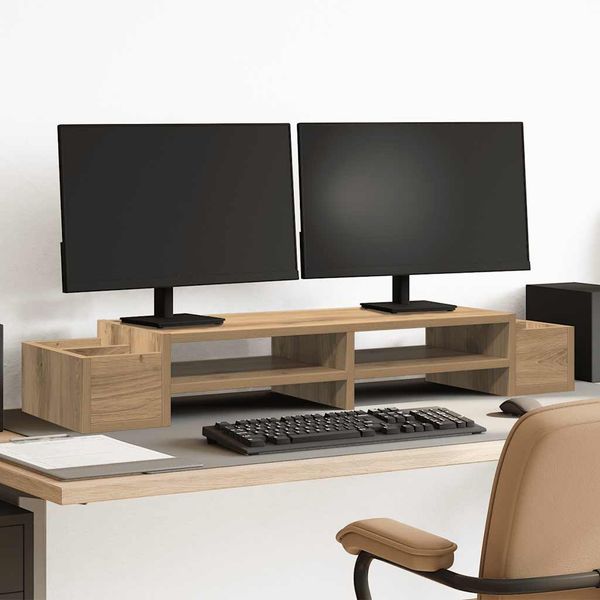 vidaXL Stojan na monitor s policou dub artisan 100x27x15 cm komp.drevo