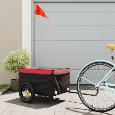 vidaXL Vozík za bicykel, čierno červený 30 kg, železo