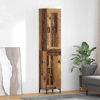 vidaXL Highboard Staré drevo 34,5 x 34 x 180 cm Kompozitné drevo