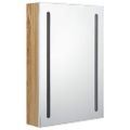 vidaXL LED kúpeľňová zrkadlová skrinka biela a farba dubu 50x13x70 cm