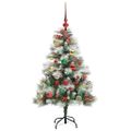 vidaXL Umelý vianočný stromček Zelená a biela 120 cm PVC, kov a plast