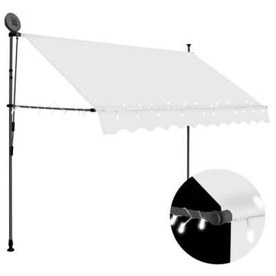 vidaXL Ručne zaťahovacia markíza s LED 250 cm, krémová