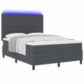 vidaXL LED box s pružinami Tmavo šedá a biela 140 x 190 cm