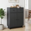 vidaXL Servírovacia skriňa Čierna 66 x 34,5 x 90 cm Kompozitné drevo