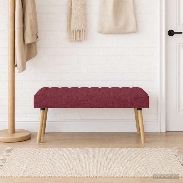 vidaXL Pruhovo prešitá lavica Víno červené 110 x 40 x 46 cm Látka
