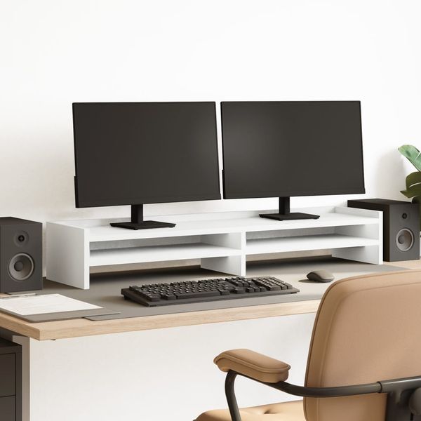 vidaXL Stojan na monitor biely 100x24x16 cm kompozitné drevo