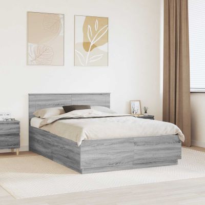 vidaXL Rám postele Sivá sonoma 140 x 190 cm Kompozitné drevo