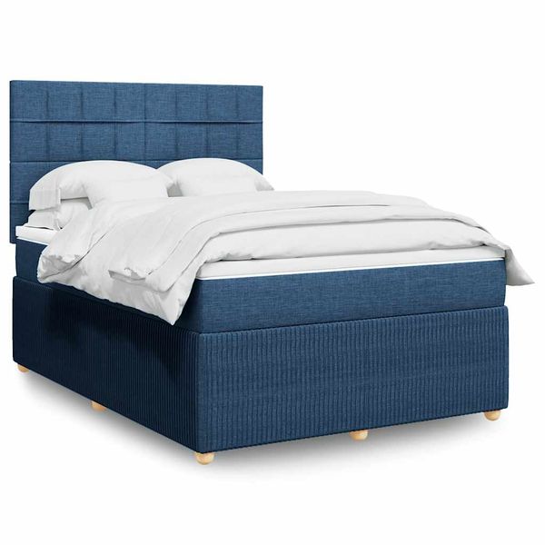 vidaXL Boxspring posteľ s matracom modrý 140x190 cm látka
