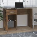 vidaXL Stolík, zásuvka a skrinka hnedý dub 100x40x73 cm sprac. drevo