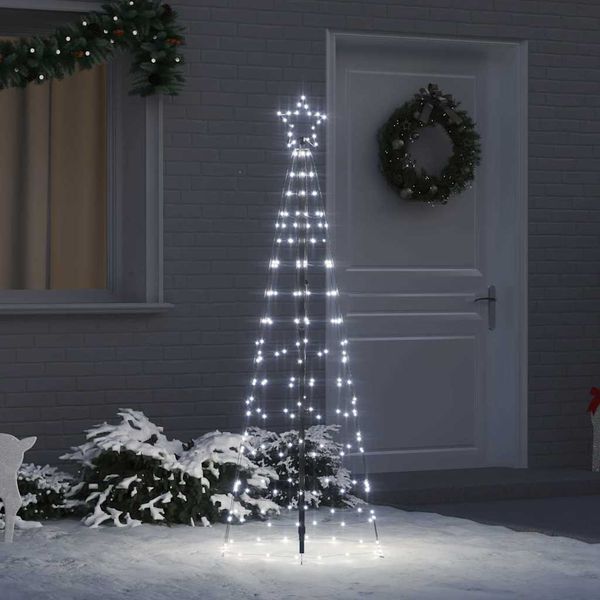 vidaXL LED Vianočný stromček so zemnými kolíkmi Studená biela 250 cm